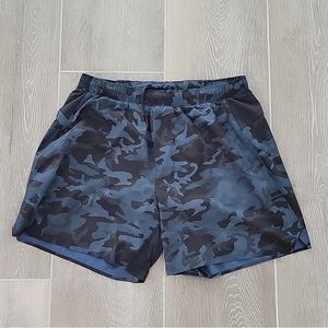 Lululemon Lined Surge shorts, large, blue camo